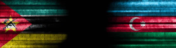 Banderas Mozambique Azerbaiyán Sobre Fondo Negro — Foto de Stock