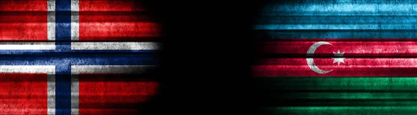 Norsko Ázerbájdžánské Vlajky Černém Pozadí — Stock fotografie