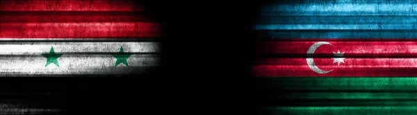 Bandeiras Síria Azerbaijão Sobre Fundo Preto — Fotografia de Stock