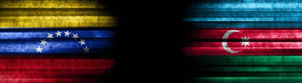 Βενεζουέλα Και Αζερμπαϊτζάν Σημαίες Μαύρο Φόντο — Φωτογραφία Αρχείου