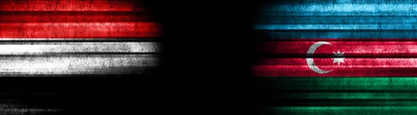 Флаги Йемена Азербайджана Чёрном Фоне — стоковое фото