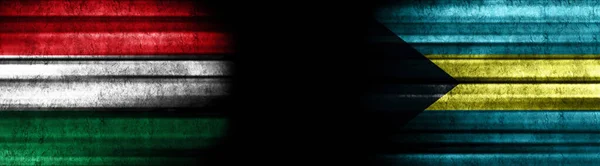 Bandiere Ungheria Bahamas Sfondo Nero — Foto Stock