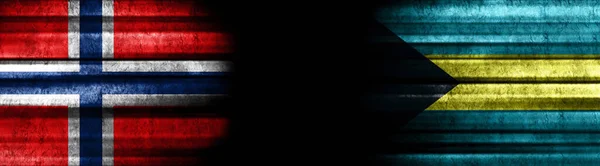 Noorwegen Bahama Vlaggen Zwarte Achtergrond — Stockfoto