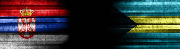 Banderas Serbia Bahamas Sobre Fondo Negro — Foto de Stock