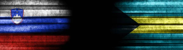 Σημαίες Σλοβενίας Και Μπαχαμών Μαύρο Φόντο — Φωτογραφία Αρχείου