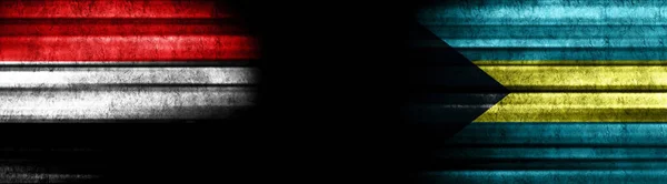 Flagi Jemenu Bahamów Czarnym Tle — Zdjęcie stockowe