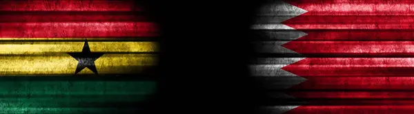 Flaggen Von Ghana Und Bahrain Auf Schwarzem Hintergrund — Stockfoto