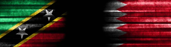 Saint Kitts Nevis Bahrein Vlaggen Zwarte Achtergrond — Stockfoto