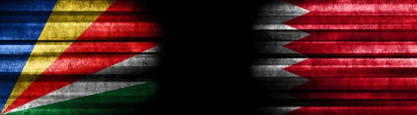 Seychely Bahrajn Vlajky Černém Pozadí — Stock fotografie