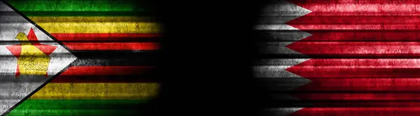 Banderas Zimbabue Bahréin Sobre Fondo Negro —  Fotos de Stock