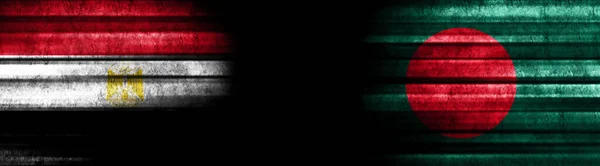 Egypt Bangladesh Flags Black Background — Stock Photo, Image