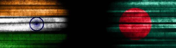 Indie Bangladéš Vlajky Černém Pozadí — Stock fotografie