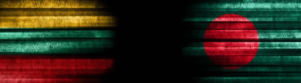 Lithuania and Bangladesh Flags on Black Background