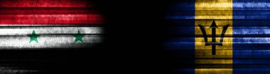 Kara Arkaplanda Suriye ve Barbados Bayrakları