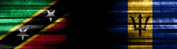 Svatý Kryštof Nevis Barbados Vlajky Černém Pozadí — Stock fotografie