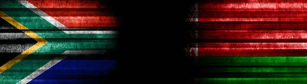 Banderas Sudáfrica Bielorrusia Sobre Fondo Negro —  Fotos de Stock