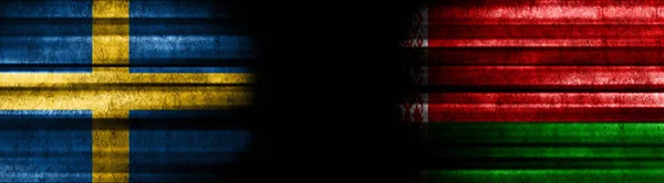 Флаги Швеции Беларуси Чёрном Фоне — стоковое фото