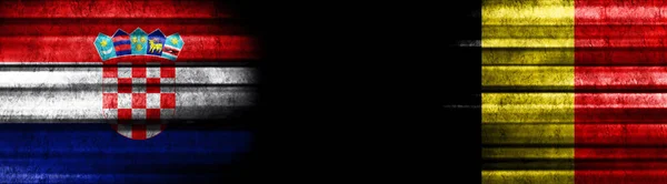 Flagi Chorwacji Belgii Czarnym Tle — Zdjęcie stockowe