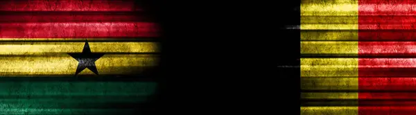 Ghana Und Belgien Flaggen Auf Schwarzem Hintergrund — Stockfoto