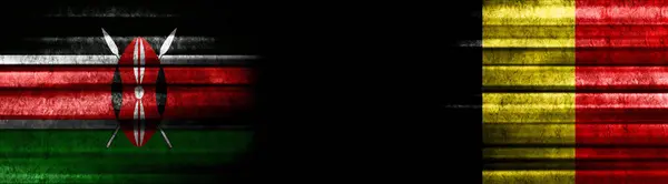Kenya Belgio Bandiere Sfondo Nero — Foto Stock