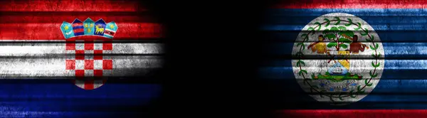 Хорватія Беліз Прапори Чорному Тлі — стокове фото