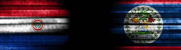 Paraguay Belize Flags Black Background — Stock Photo, Image