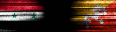 Kara Arkaplanda Suriye ve Bhutan Bayrakları