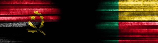 Флаги Анголы Бенина Чёрном Фоне — стоковое фото
