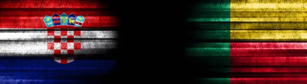 Croatia Benin Flags Black Background — Stock Photo, Image