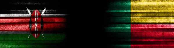 Banderas Kenia Benín Sobre Fondo Negro — Foto de Stock