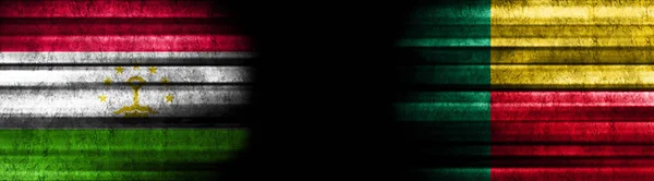 Таджикистан Флаги Бенина Черном Фоне — стоковое фото