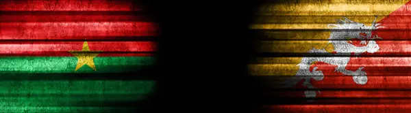 Флаги Буркина Фасо Бутана Чёрном Фоне — стоковое фото