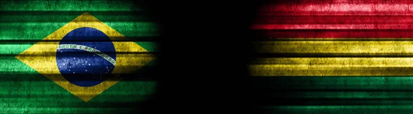 Banderas Brasil Bolivia Sobre Fondo Negro — Foto de Stock