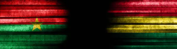 Burkina Faso Und Bolivien Fahnen Auf Schwarzem Hintergrund — Stockfoto