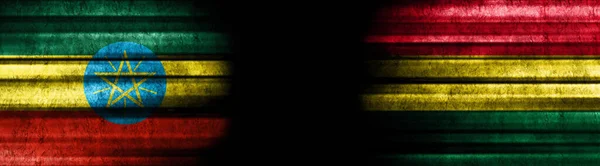 Bandiere Etiopia Bolivia Sfondo Nero — Foto Stock