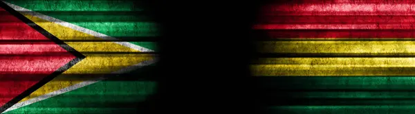 Σημαίες Της Γουιάνας Και Της Βολιβίας Μαύρο Φόντο — Φωτογραφία Αρχείου