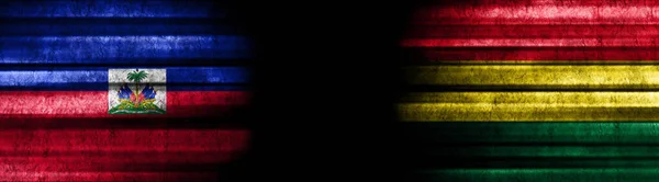Bandeiras Haiti Bolívia Sobre Fundo Preto — Fotografia de Stock