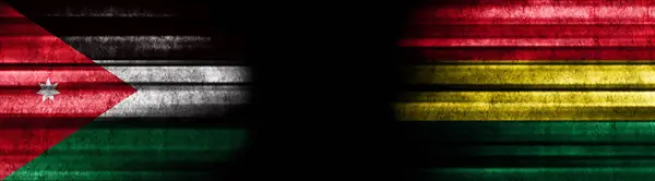 Flaggen Jordaniens Und Boliviens Auf Schwarzem Hintergrund — Stockfoto