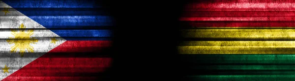 Banderas Filipinas Bolivia Sobre Fondo Negro —  Fotos de Stock