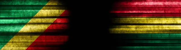 Repubblica Del Congo Bolivia Bandiere Sfondo Nero — Foto Stock