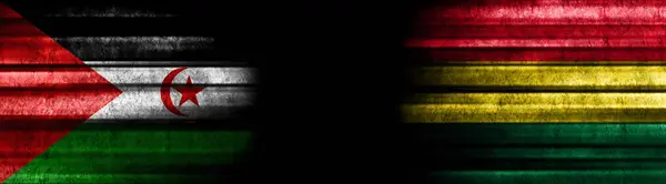 Szahrawi Arab Demokratikus Köztársaság Bolívia Zászlók Fekete Háttér — Stock Fotó