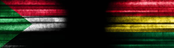 Bandiere Sudan Bolivia Sfondo Nero — Foto Stock