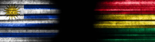 Banderas Uruguay Bolivia Sobre Fondo Negro — Foto de Stock