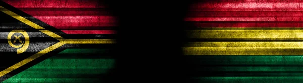 Vanuatu Bolivia Vlaggen Zwarte Achtergrond — Stockfoto
