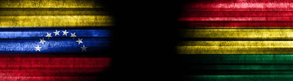 Venezuela Bolivia Flags Black Background — Stock Photo, Image