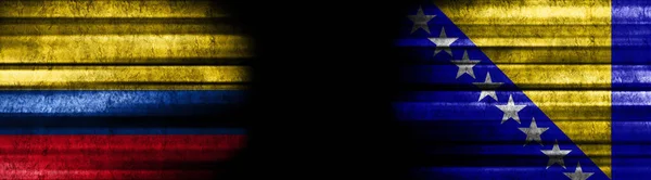 Colombia Bosnia Herzegovina Flags Black Background — Stock Photo, Image