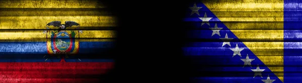 Ecuador Bosnia Herzegovina Flags Black Background — Stock Photo, Image