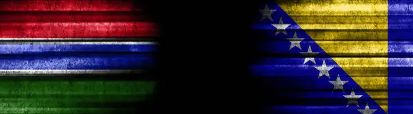 Gambia Bosnia Erzegovina Bandiere Sfondo Nero — Foto Stock