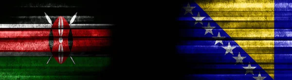 Kenya Bosnia Herzegovina Flags Black Background — Stock Photo, Image
