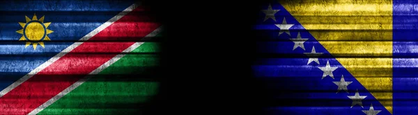 Namibie Bosna Hercegovina Vlajky Černém Pozadí — Stock fotografie